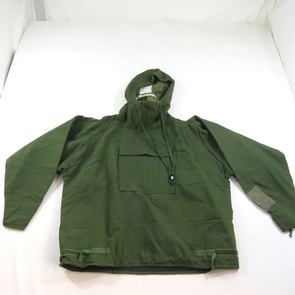 1980s USGI Military Chemical Smock Hooded Jacket Green Sz L Remploy